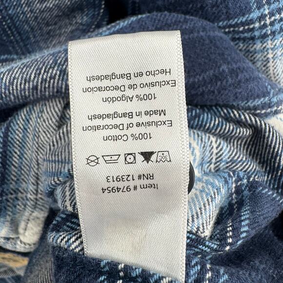 Jachs Button Down Flannel Shirt Mens XL Blue White Long Sleeve 2 Pocket - Picture 9 of 14